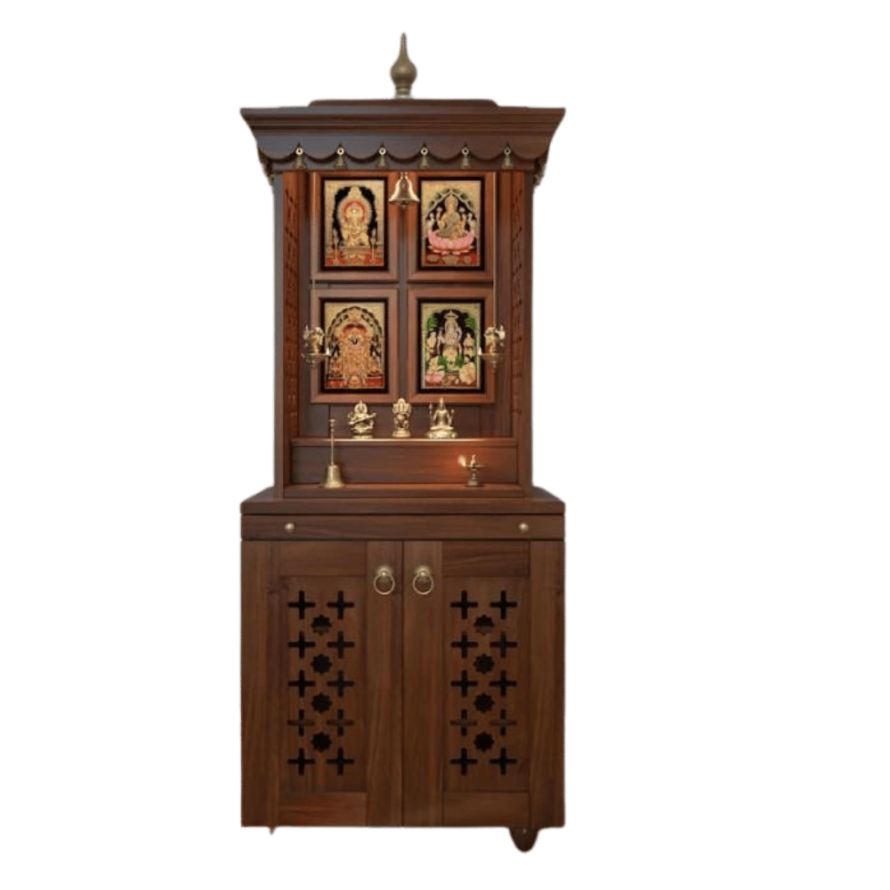 Handcrafted wooden furniture set with natural finish