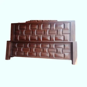Teak Wood Bed Frame - Carved Panels