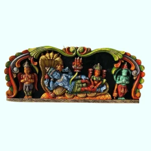 Vishnu Lakshmi Wooden Wall Panel