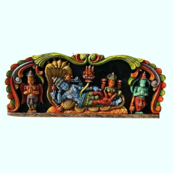Vishnu Lakshmi Wooden Wall Panel