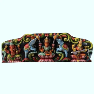 Lakshmi Ganapathy Wooden Wall Panel