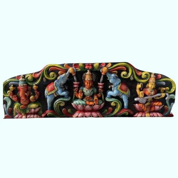 Lakshmi Ganapathy Wooden Wall Panel