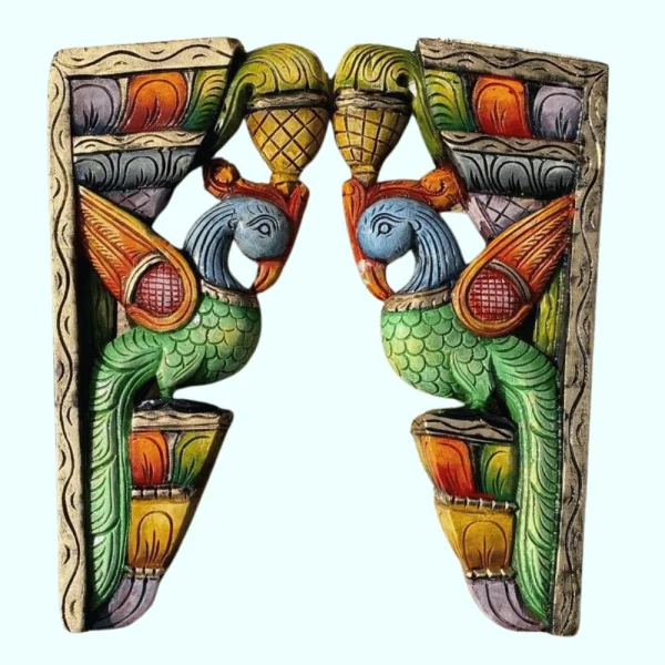 Pair of Parrots - Wooden Wall Bracket