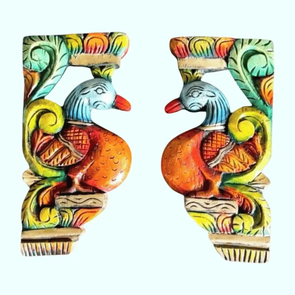 Pair of Annam Color Birds - Wooden Wall Bracket