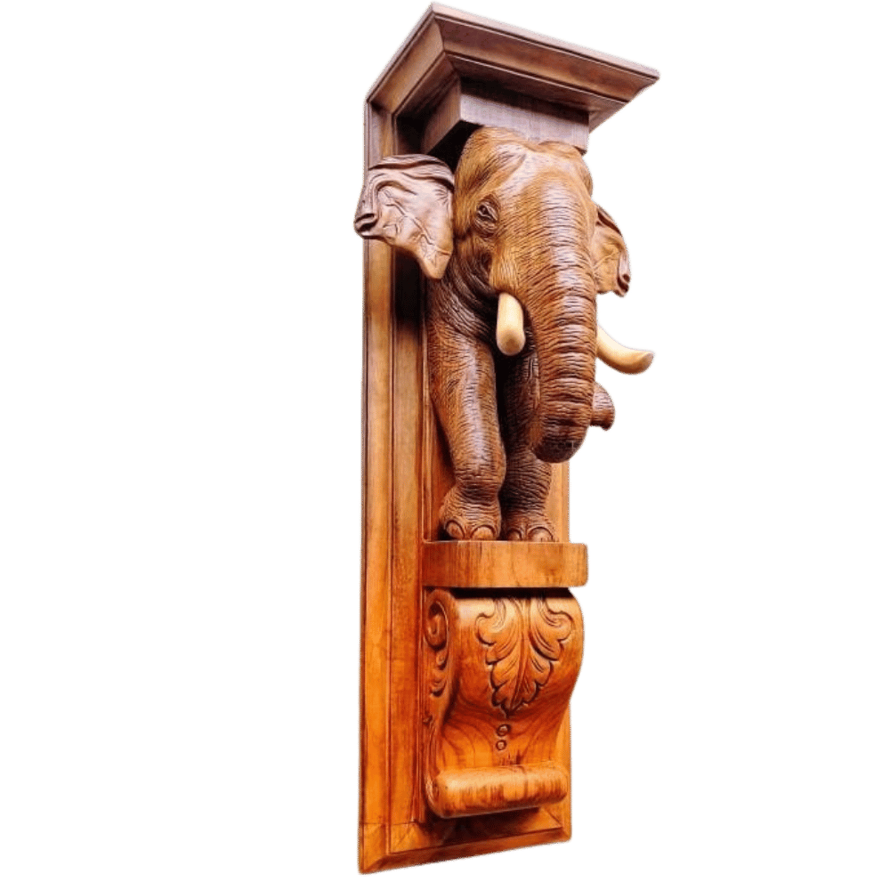 Handcrafted wooden furniture set with natural finish
