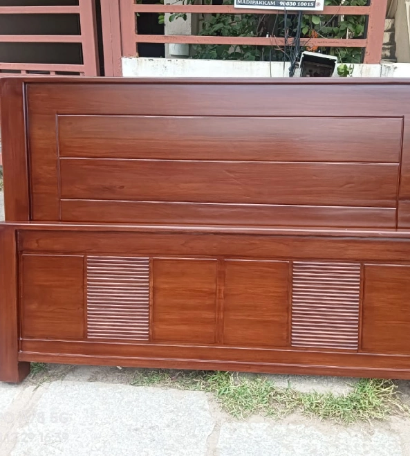 Handcrafted wooden furniture set with natural finish