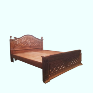 Teak Bed frame with Cross Lines & Flower